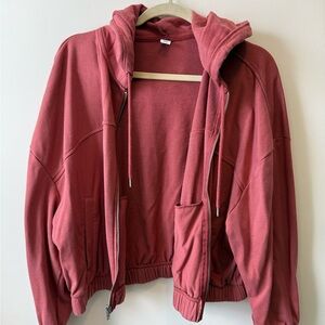 Old Navy Brick Red Cropped Hoodie